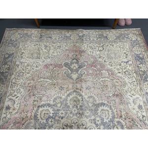 Alfombra turca de 6.6x10 pies, alfombra vintage, alfombra de lana con motivos de plantas y árboles azules - Product Image 4