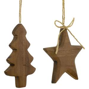 Adornos colgantes de pared navideños de madera tradicionales perfectos para temas clásicos de decoración del hogar de vacaciones - Product Image 6