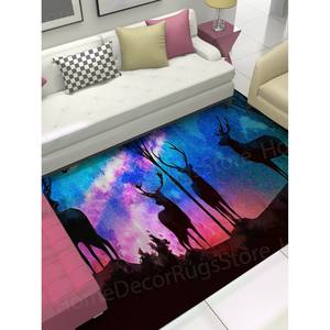 Tapis imprimé avec silhouette de cerf - Décoration d'intérieur moderne avec animaux, tapis fin non tissé - Product Image 5