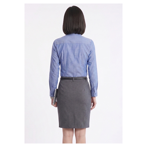 เสื้อเชิ้ตทรงเข้ารูปสำหรับผู้หญิงสีเบอร์กันดี ดีไซน์ทรงสลิมฟิตแบบมีเข็มขัด เหมาะสำหรับใส่ทำงาน สไตล์เรียบง่ายทันสมัย - Product Image 5