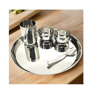 Juego de cena de acero inoxidable, venta al por mayor, plato de acero inoxidable de lujo, cuenco, cuchara, vidrio, juego de 6 piezas, juego de cena de acero - Product Image 2