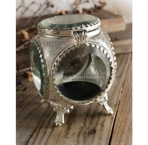 Boîte à bijoux en verre Royal Look, cadre en laiton doré antique, boîte de rangement et de présentation, boîte à bijoux en verre biseauté pour bagues, boucles d'oreilles, colliers - Product Image 6