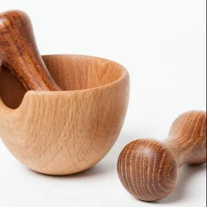 木制伊玛目达斯塔定制尺寸和形状Okhli，配有最优质的研钵和杵，适合厨房使用