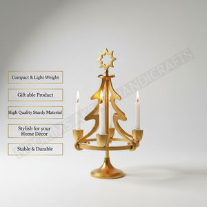 เชิงเทียนรูปต้นคริสต์มาสต้นไม้โค้งแบบโบราณโลหะสีทองตกแต่งโต๊ะสำหรับวันหยุด - Product Image 2