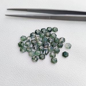 Piedras Preciosas Sueltas de Ágata Musgosa Hexagonal Facetada Natural de 7 mm, Calidad AAA++, en Caja de Exhibición - Product Image 3