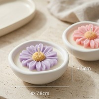 Arovi - Bougie en cire de soja parfumée en forme de marguerite, dans un gypse décoratif, jolies bougies parfumées pour la maison, idéales pour les cadeaux