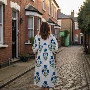 Manufacturer Handmade Floral Cotton Dress Hand Block <b>Print</b> Midi Dress Bohemian Cotton Summer wedding festival travelling Dress - Product Image 2