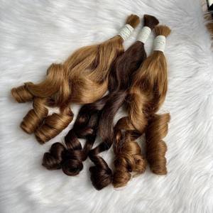 Venta al por mayor puro vietnamita Remy Virgen extensiones de cabello Venta caliente cutícula alineada ondulado a granel peluca tipo crudo único donante - Product Image 5