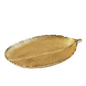 อลูมิเนียมโลหะ Leaf บริการอาหารจานถาด Vintage ตกแต่งบ้านบนโต๊ะอาหารถาดขนมหวานสําหรับซัพพลายเออร์ร้านอาหาร - Product Image 3