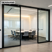 Porte coulissante de patio en aluminium à économie d'énergie, porte coulissante insonorisée avec verre isolant Low-E pour l'extérieur résidentiel