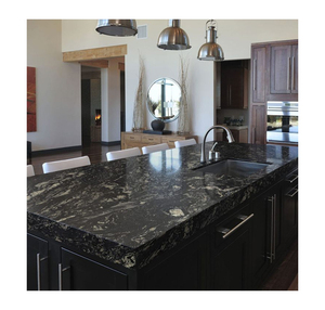 Carrelage en granit noir indien exclusif, motif tourbillon forêt marine, poli, grande taille, pour décoration de sol de luxe - Product Image 1