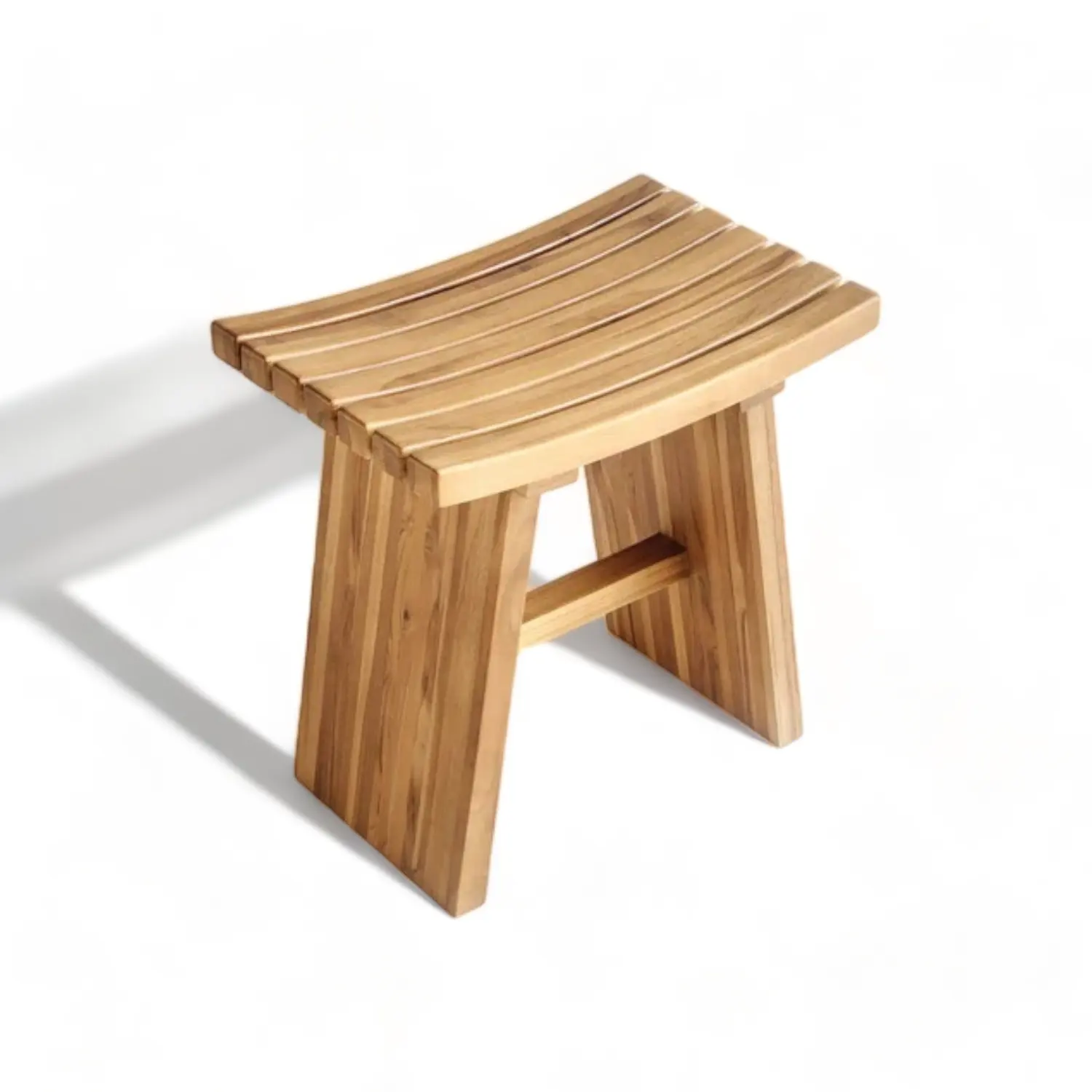خشب أثاث للمدخل مصنوع يدويًا مقعد خشبي خشبي طبيعي كرسي دش خشبي منحني للاستحمام داخل المنزل وخارجه من خشب الساج