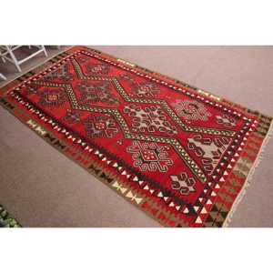 5.1x9.8 ft <b>Wool</b> Rug Large Turkish <b>Red</b> Patchwork Kilim Southwestern Rug with Latex Backing Eco-Friendly Traditional Home Decor - Product Image 3