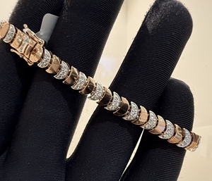 สร้อยข้อมือเทนนิสสีทอง14K 18K ประดับเพชรธรรมชาติสร้อยข้อมือเพชรและกำไลข้อมือ