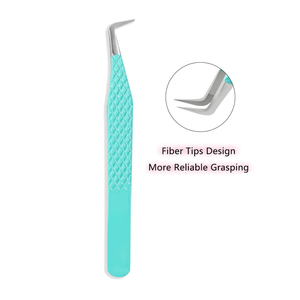 Pinzas de extensión de pestañas de alta precisión de acero inoxidable dorado Pinzas de ventilador de volumen Puntas dentadas/dentadas 10mm de longitud SALUD - Product Image 3