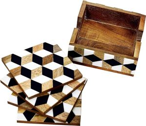 Tasse de sous-verre de luxe avec incrustation d'os véritable et forme carrée pour ustensiles de cuisine - Product Image 3