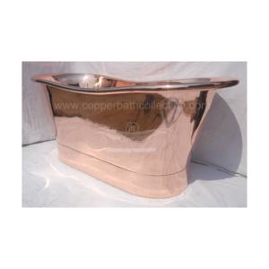 Bañera independiente de cobre brillante antiguo de diseñador moderno, función de remojo de Hotel de estilo Bateau Victoriano de clase alta - Product Image 4