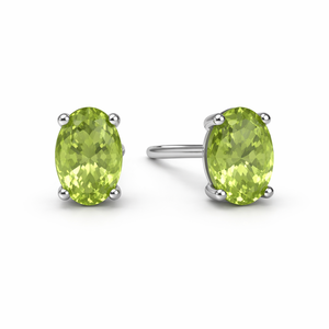 Pendientes de botón ovalados de peridoto geométrico de plata de ley chapados en rodio, modernos y románticos, al por mayor, para compromiso, boda o regalo de fiesta - Product Image 2
