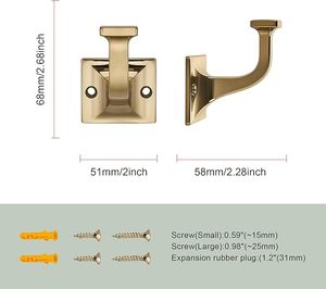 Champagne Bronze Decorative Wall <b>Hooks</b> Aluminium Robe <b>Hooks</b> for <b>Bathroom</b> Bedroom Kitchen-for Towel and Clothes Hardware - Product Image 2