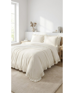 Wholesale <b>Ruffled</b> Poly-Cotton <b>Bedding</b> Set Double Queen Size Frill Trim Duvet Cover 4pcs Soft Breathable Home Hotel Modern 250tc - Product Image 2