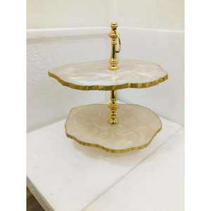 Support à gâteau en résine fait main, écologique, non toxique, peint à la main, couleur magnifique, double étage, taille personnalisable, artisanat - Product Image 1