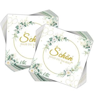 20 serviettes en papier vert eucalyptus 'Glad You're Here' 33x33cm pour la <span class=keywords><strong>décoration</strong></span> de <span class=keywords><strong>table</strong></span> d'anniversaire, de mariage, de baptême, de <span class=keywords><strong>communion</strong></span> - Product Image 1