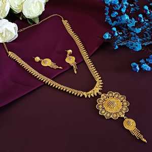 Conjunto de joyería étnica india, cadena de bolas, collar Floral con borlas y pendientes colgantes, conjunto de collar de fabricante de boda para mujer - Product Image 1