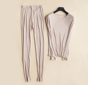 Algodón 100% algodón mujeres sin costuras invierno cálido adulto capa Base grueso algodón largo John conjunto ropa interior térmica conjunto - Product Image 5