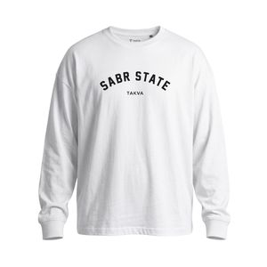 T-shirt en coton à manches longues, décontracté, unisexe, coupe ample, respirant, à porter au quotidien, imprimé, collection Sabr State - Product Image 2