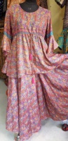 Ensemble pantalon et haut pour femme, style vintage, court, décontracté, imprimé floral en soie, écologique, design personnalisé, 2 pièces, vente chaude