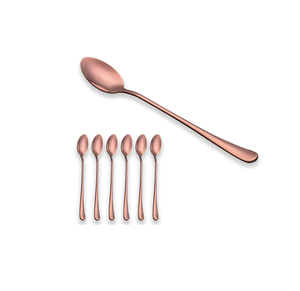 ชุดช้อนส้อมด้ามยาวทำจากทองแดงขัดเงาดีไซน์คลาสสิกสำหรับงานปาร์ตี้6คน - Product Image 1
