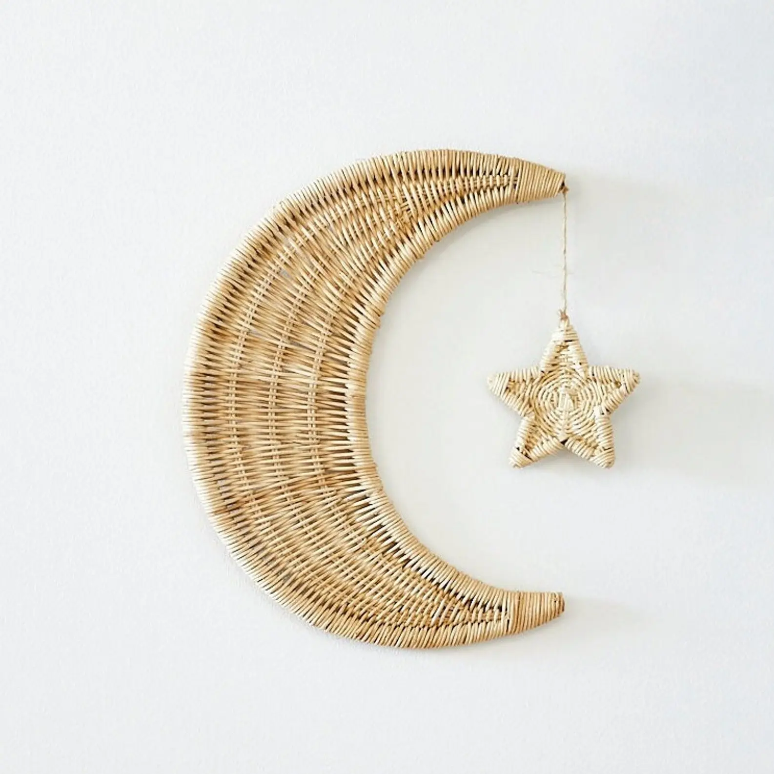 Crescent moon and star rattan wall stickers for home decoration lovely hanging sticker bedroom decor