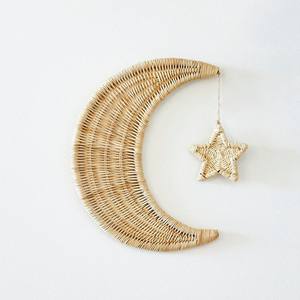 Crescent Moon and Star Rattan <b>Wall</b> <b>Stickers</b> for Home Decoration Lovely Hanging <b>Sticker</b> <b>Bedroom</b> Decor - Product Image 1