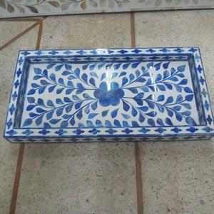 Bandeja para servir con incrustaciones de hueso de la mejor calidad para uso doméstico Bandeja de madera de tamaño personalizado con incrustaciones de vidrio de mármol suministrada por un fabricante indio - Product Image 2