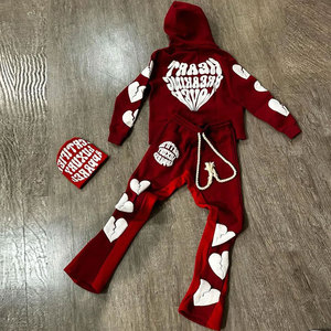 Hoodie Sweatshirt & Sweatpant Baggy Style Sun Faded Set Solid Color With Your Private Label 2 Piece Tracksuit For Unisex - Product Image 4