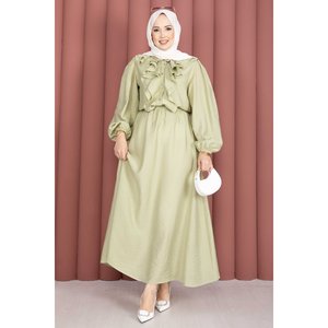 Ensemble deux pièces en tissu crêpe vert olive, taille XXS/XS, jupe à volants, tenue pour les saisons printemps/été - Product Image 3
