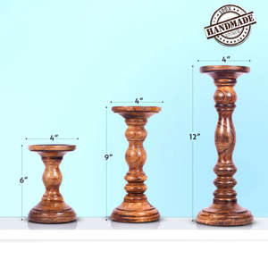 Lot de 3 porte-bougies chauffe-plat en bois rustiques pour la décoration intérieure pour les vacances de Noël et la pendaison de crémaillère, un cadeau réfléchi pour elle - Product Image 5