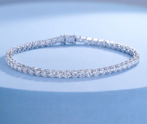 GIGAJEWE 4,3 CTWhite D Moissanite pulseras para mujer 9K/14K/18K oro blanco 3MM forma redonda pulsera de tenis para - Product Image 1