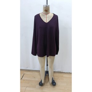 เสื้อเบลาส์แขนยาวคอวีวิสโคสสองเส้นสำหรับผู้หญิง 29973 -สีพลัม - Product Image 5
