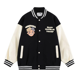 Custom Manufacture <b>Men</b> High Quality Hip-hop Printed Leather Baseball Uniform <b>Jacket</b> Unisex <b>Jackets</b> Loose Couple <b>Jacket</b> for <b>Men</b> - Product Image 4