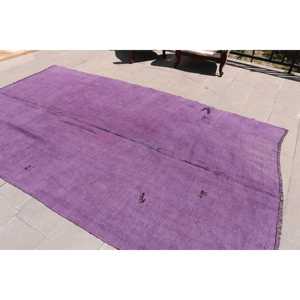 พรมวินเทจขนาด 6.3x10.2 ฟุต พรมตุรกีขนาดใหญ่ พรมลายดอกไม้สีม่วง - Product Image 4