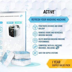 ACTIVE Washing Machine Cleaner Descaler 24 Tablets 12-Month Supply HE Front & <b>Top</b> <b>Load</b> Washer - Product Image 2