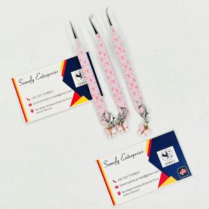 Pinzas para Extensión de Pestañas con Diseño de Mariposa, Punta Curva de Fibra, Acero Inoxidable, Duraderas y Precisas, Caja Personalizada para Extensión de Pestañas de Volumen - Product Image 1