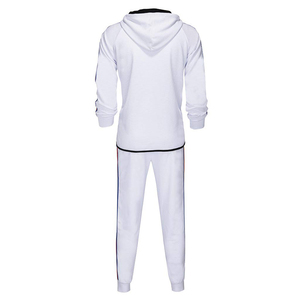 Men's Custom <b>White</b> Hooded <b>Tracksuit</b> With Rainbow Stripes Full Sleeve Zipper Casual Sportswear Streetwear - Product Image 5