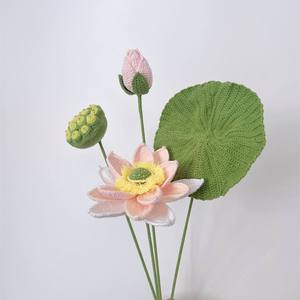 Fleurs artificielles au crochet faites à la main, motifs lotus et coquilles de graines, accessoires de photographie, décoration intérieure et bouquets de mariage - Product Image 4