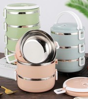 SLB01 Edelstahl Isolierte Lunchbox für Schüler Mehrschichtige Runde Große Kapazität Bento Lebensmittelbehälter mit Individuellem Logo Großhandel