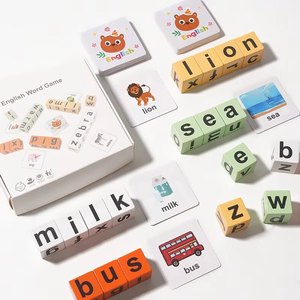 Bambini che imparano presto in <span class=keywords><strong>inglese</strong></span> lettera cubo <span class=keywords><strong>puzzle</strong></span> alfabeto educativo cognizione giocattoli per bambini Montessori ortografia giocattolo in legno - Product Image 5