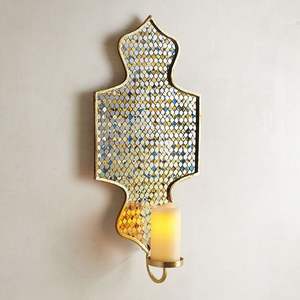 Candelabro de Pared de Mosaico de Vidrio y Metal de Lujo, Estilo Marroquí, para Decoración del Hogar, Bodas, Chimeneas, Portavelas - Product Image 1