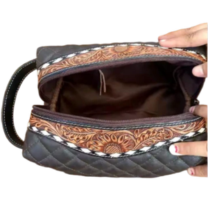 Sac indien bohème en cuir véritable fait main de qualité supérieure avec un design matelassé, artisanat à la main, fermeture à glissière, fabriqué en Inde - Product Image 2