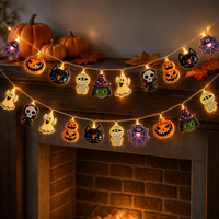 Guirlandes lumineuses d'Halloween 20 LED, lumières féériques d'automne, décorations à piles en option, guirlandes lumineuses mignonnes en forme de crâne pour la maison, la cour et le patio